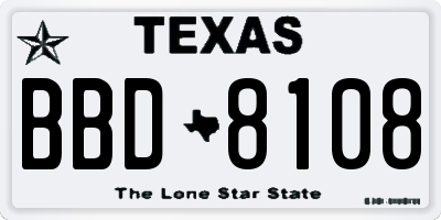 TX license plate BBD8108