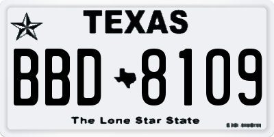 TX license plate BBD8109