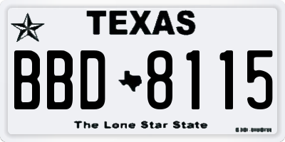 TX license plate BBD8115