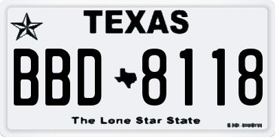 TX license plate BBD8118