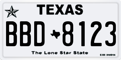 TX license plate BBD8123