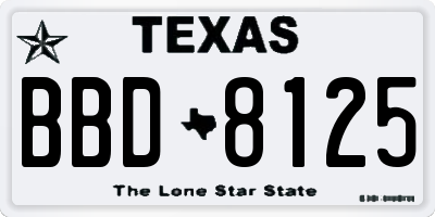 TX license plate BBD8125