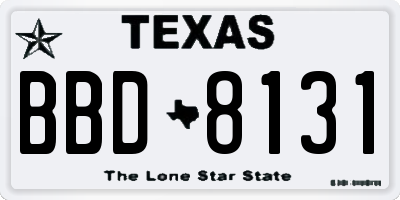 TX license plate BBD8131