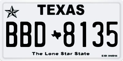 TX license plate BBD8135