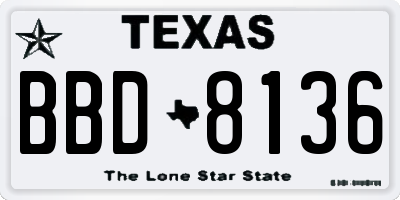 TX license plate BBD8136