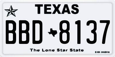 TX license plate BBD8137