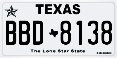 TX license plate BBD8138