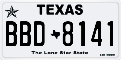 TX license plate BBD8141