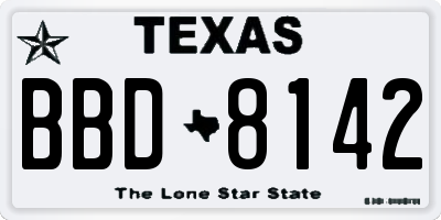 TX license plate BBD8142