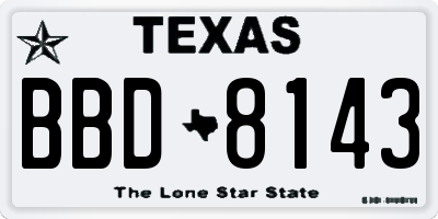TX license plate BBD8143