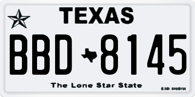 TX license plate BBD8145