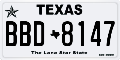 TX license plate BBD8147