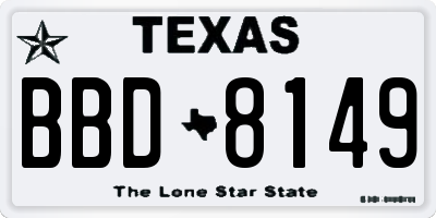 TX license plate BBD8149