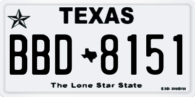 TX license plate BBD8151
