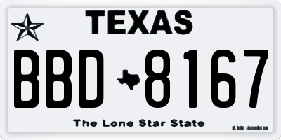 TX license plate BBD8167