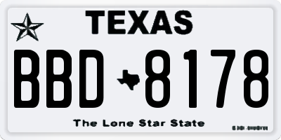 TX license plate BBD8178