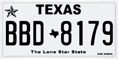 TX license plate BBD8179