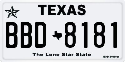 TX license plate BBD8181