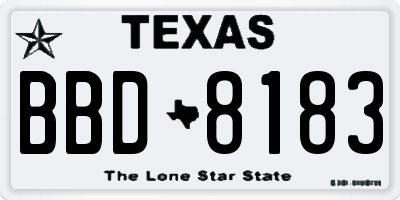 TX license plate BBD8183