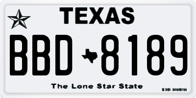 TX license plate BBD8189