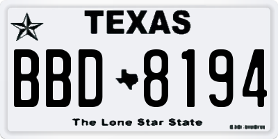 TX license plate BBD8194