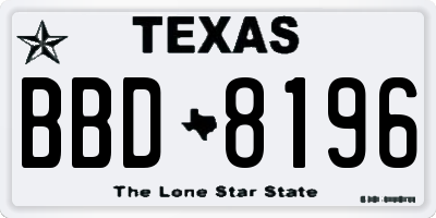 TX license plate BBD8196