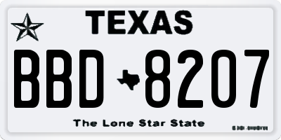 TX license plate BBD8207