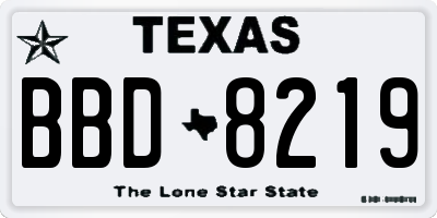 TX license plate BBD8219