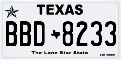 TX license plate BBD8233
