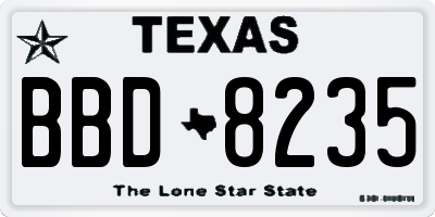 TX license plate BBD8235