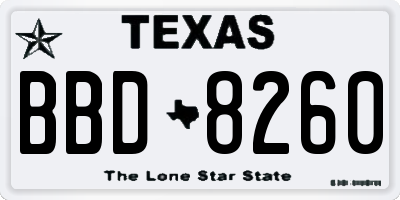 TX license plate BBD8260