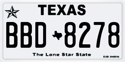 TX license plate BBD8278