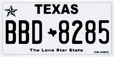 TX license plate BBD8285