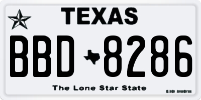 TX license plate BBD8286