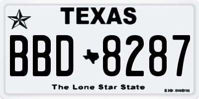 TX license plate BBD8287