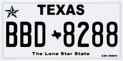 TX license plate BBD8288