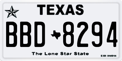 TX license plate BBD8294
