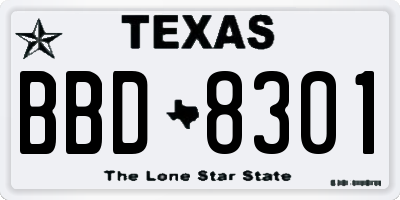 TX license plate BBD8301