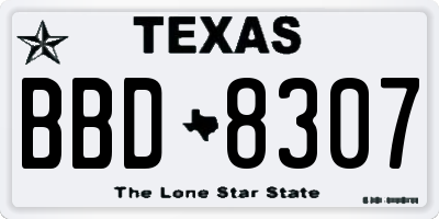 TX license plate BBD8307
