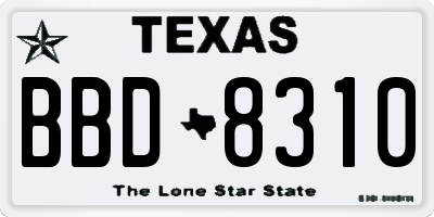 TX license plate BBD8310
