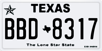 TX license plate BBD8317