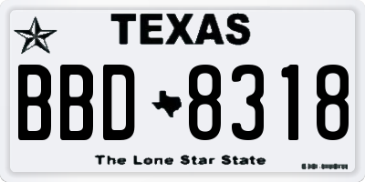 TX license plate BBD8318