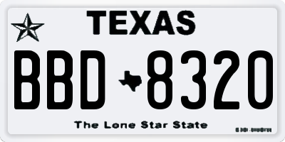TX license plate BBD8320