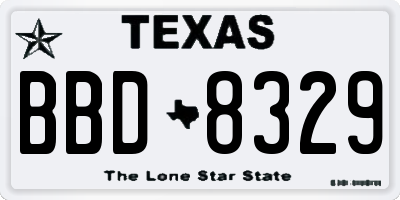 TX license plate BBD8329