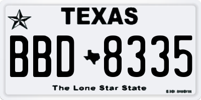 TX license plate BBD8335
