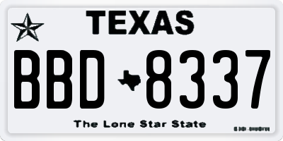 TX license plate BBD8337