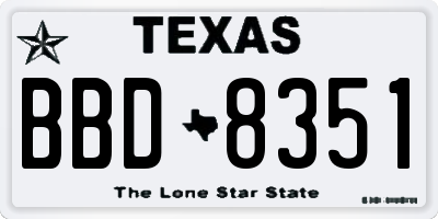TX license plate BBD8351