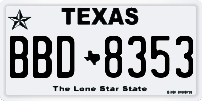 TX license plate BBD8353