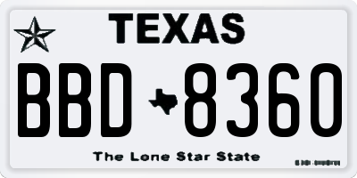 TX license plate BBD8360