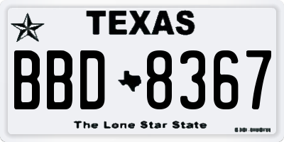 TX license plate BBD8367